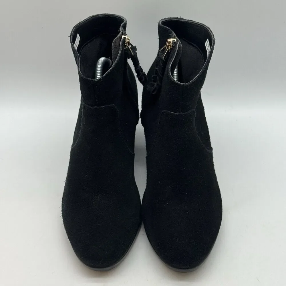 Crocs Leigh 203418 Black Suede Wedge Boots Women's 7.5 Side Zip Ankle Booties